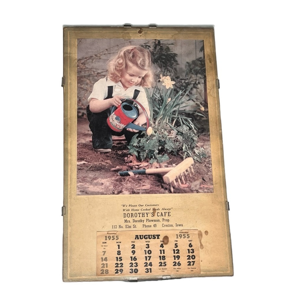 Vintage Glass Framed 1955 Calendar‎